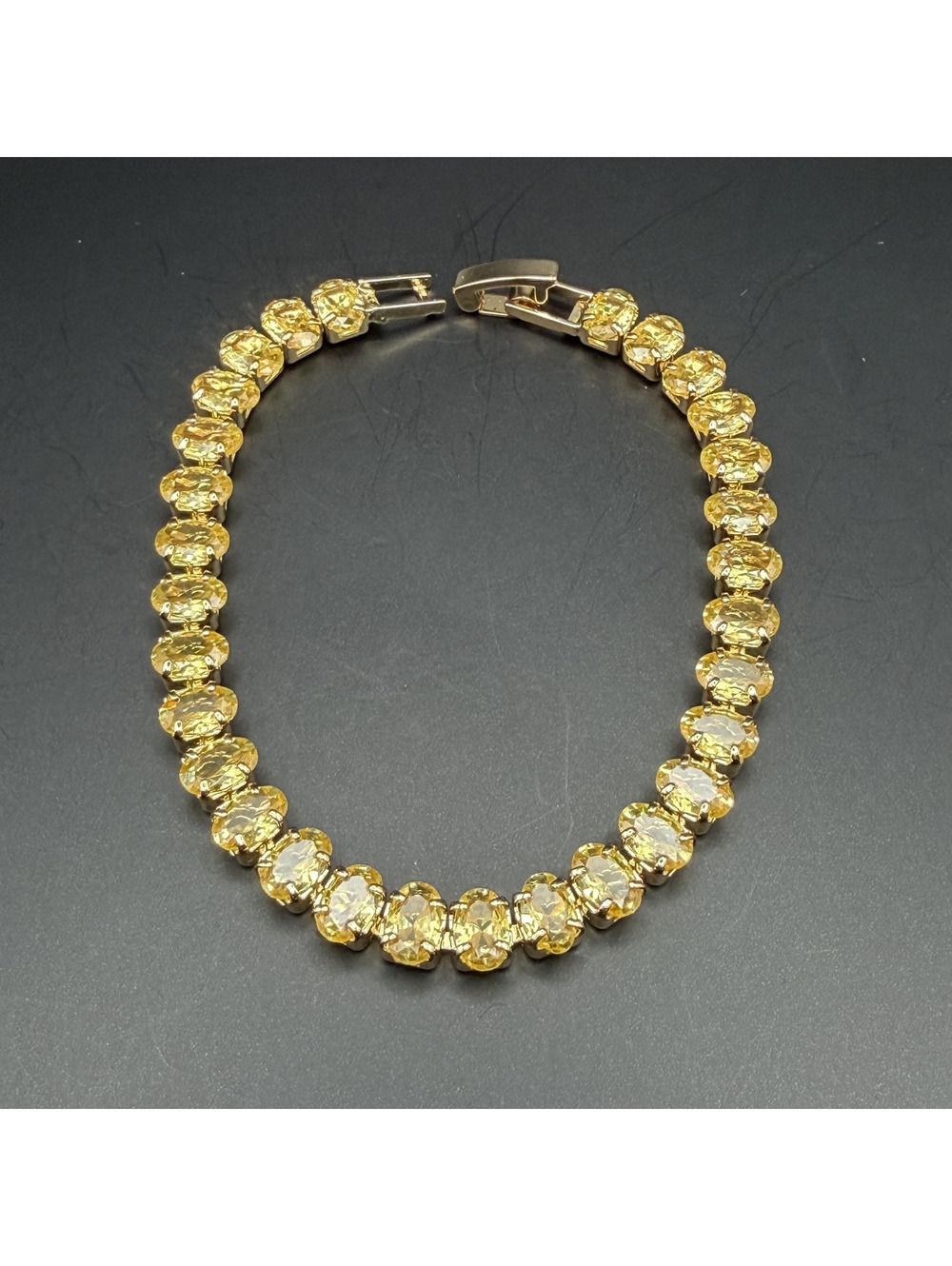 candy+clover honey oval crystal gold tone tennis bracelet
